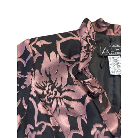 Vintage ALEX EVENINGS Wrap Bolero Style Jacket Black/Floral Women's Size… - Picture 2 of 11